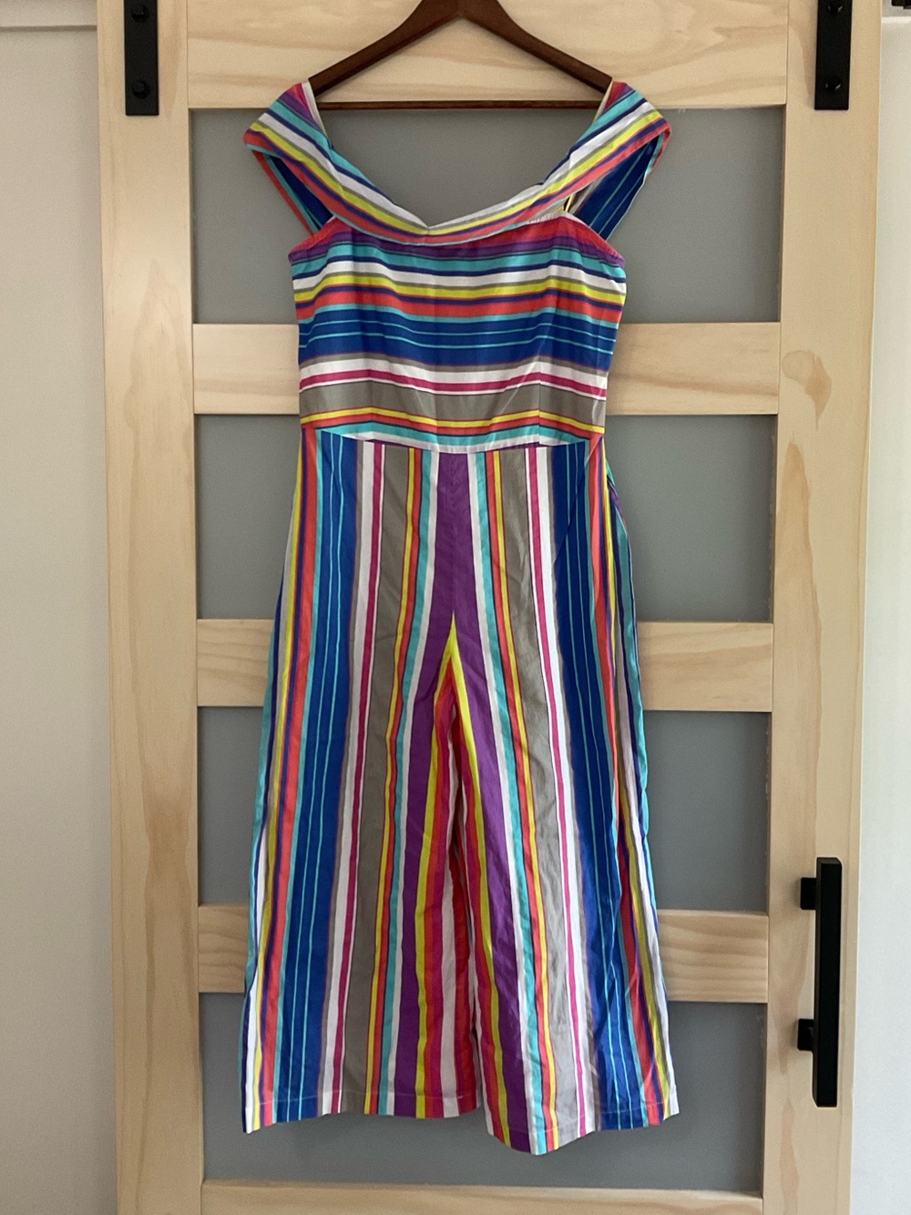 House of Harlow 1960 x REVOLVE Rainbow Stripe Off Shoulder Cropped Jumpsuit